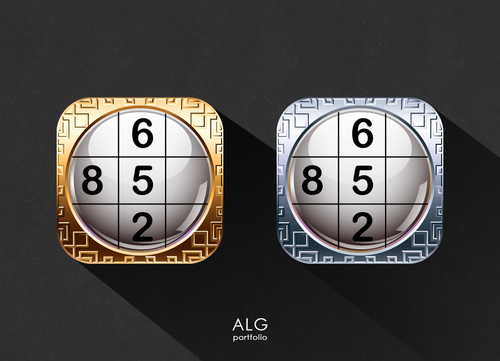 Grid design with the title 'Solebon Sudoku Icon Design'