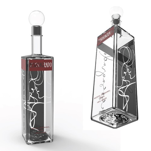 Bottle packaging with the title 'Mezcal bottle design'