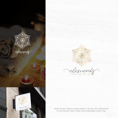 Relaxation design with the title 'Elements salon and day spa Logo concept'