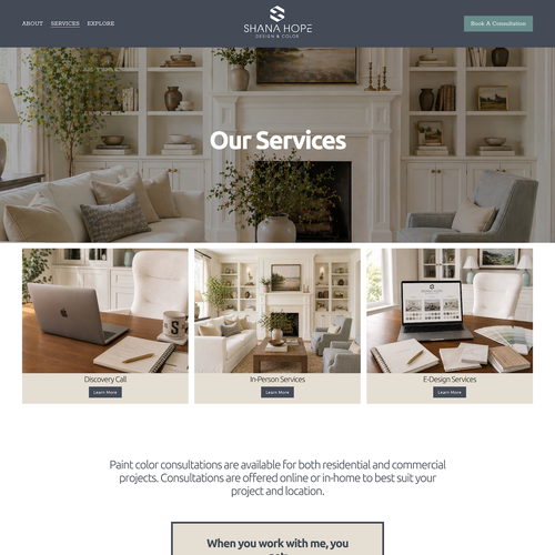 Design with the title 'Shana Hope Design & Color Scheduling Design'