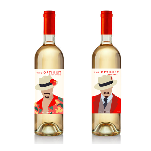 Bright label with the title 'Optimist wine label'