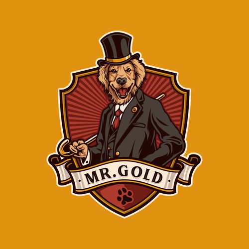 IPad design with the title 'Badge Logo Design for Mr. Gold'