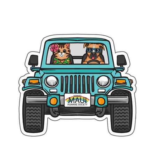 Cat illustration with the title 'Cartoon Jeep Illustration'
