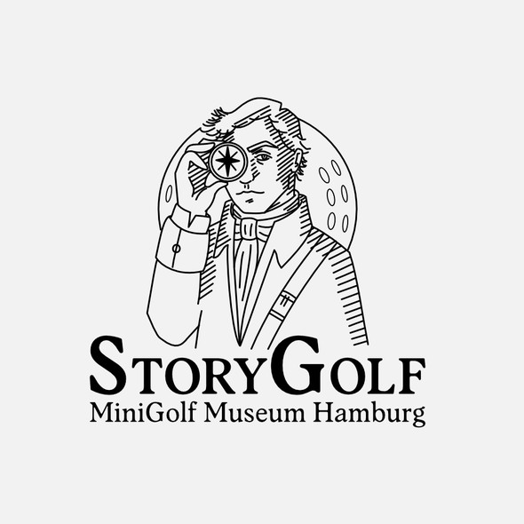 Line drawing logo with the title 'Logo design'