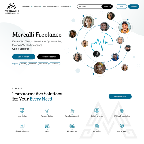 Functional design with the title 'Mercalli Freelance'