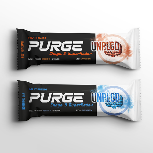 Bar packaging with the title 'Nutrein Purge Protein Bar'