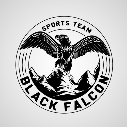 Falcon logo with the title 'Powerful Sports Team Logo - Black Falcon'