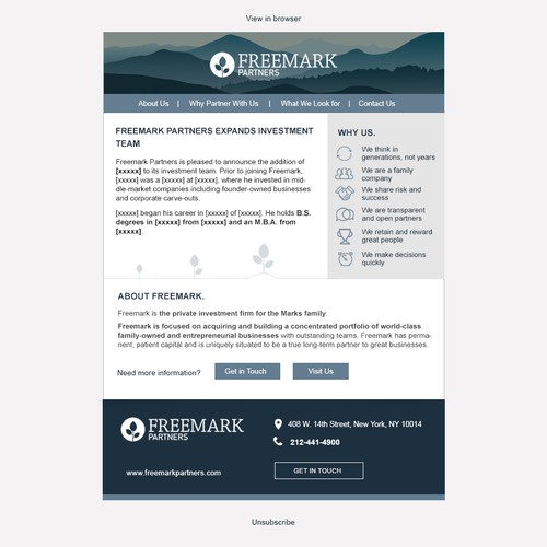 Mailchimp design with the title 'MailChimp Email Announcement Template'