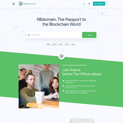 Homepage website with the title 'NBdomain'