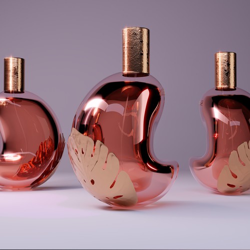 Model design with the title '3D Design of a Perfume Bottle'