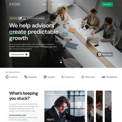 Luxury website with the title 'Business Advisor Website Design'