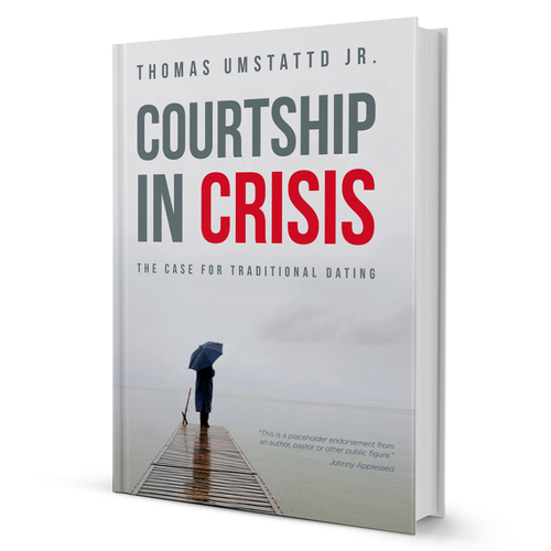 Grayscale design with the title 'Book Cover for "Courtship in Crisis"'