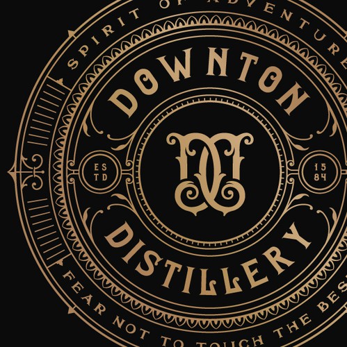Ornament design with the title 'Downton Distillery'