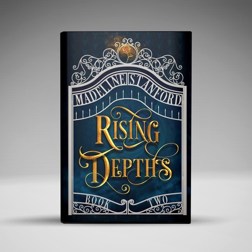 Pretty design with the title 'Rising Depths Book Cover'