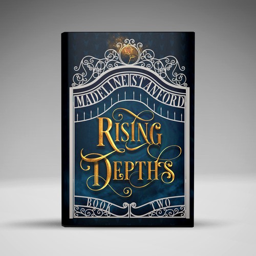 Pretty design with the title 'Rising Depths Book Cover'