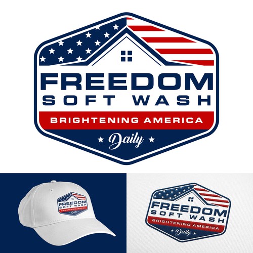 Patriotic logo with the title 'FREEDOM SOFT WASH'