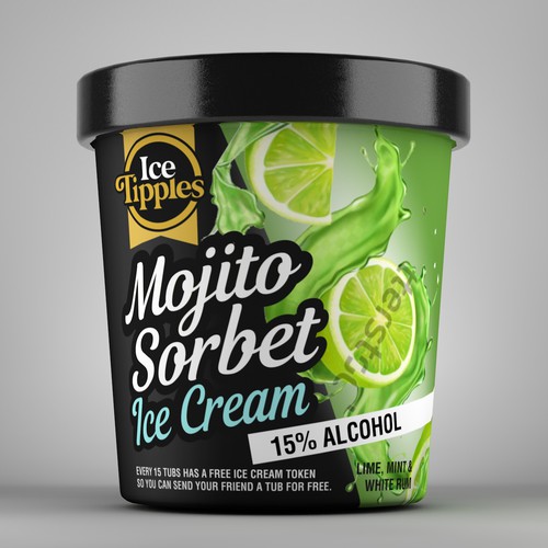 Ice cream design with the title 'Strong, bold packaging desing concept for ice cream'