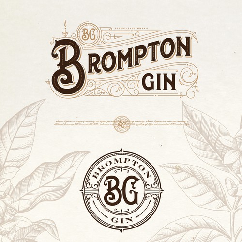 Ornament design with the title 'BROMPTON GIN LOGO PROPOSAL'