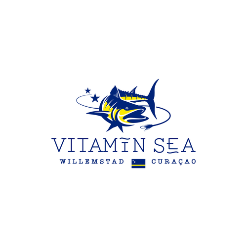 Fishing hook logo with the title 'Logo concept sport fish'