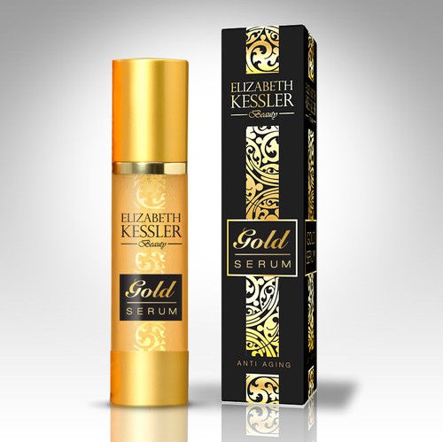 Beauty label with the title 'Product packaging for Elizabeth Kessler Anti-Wrinkle Serum '