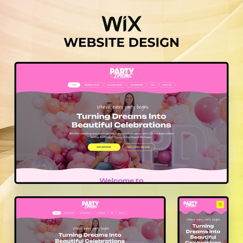 Website with the title 'WIX website for Balloon & Wedding Decoration in Perrysburg, Ohio, United States'