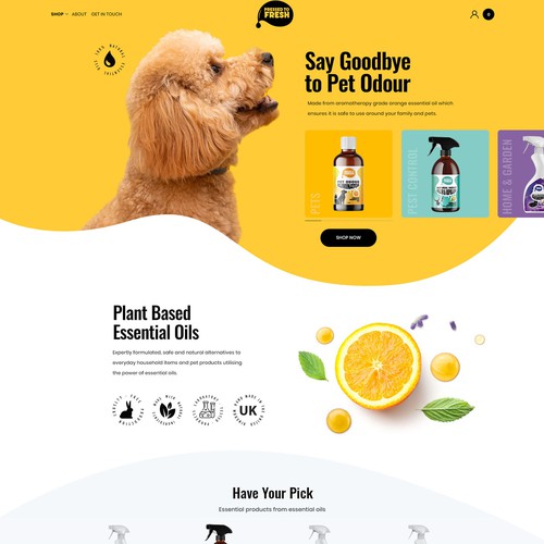 Shopify design with the title 'Pressed to Fresh Shopify store'