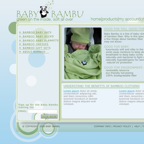 Organic website with the title 'New Concepts for existing eCommerce site'