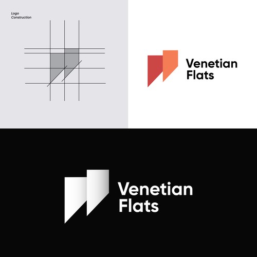 Brand mark logo with the title 'Venetian Flats-Logo design'