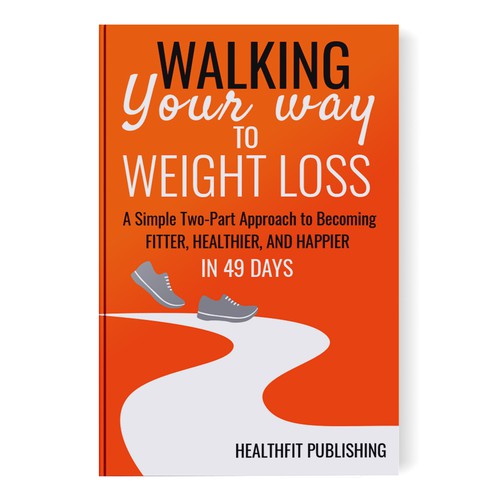 Weight-loss book cover with the title 'Book Cover Design for Walking Your Way to Weight Loss'