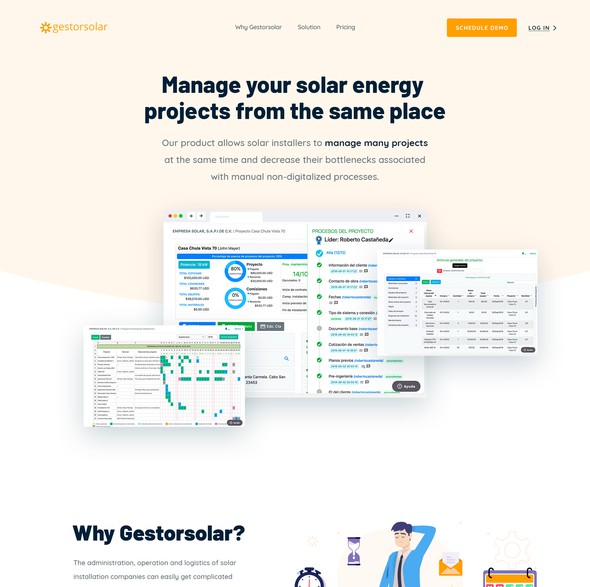 Engineering website with the title 'Gestorsolar Wesbite Design'
