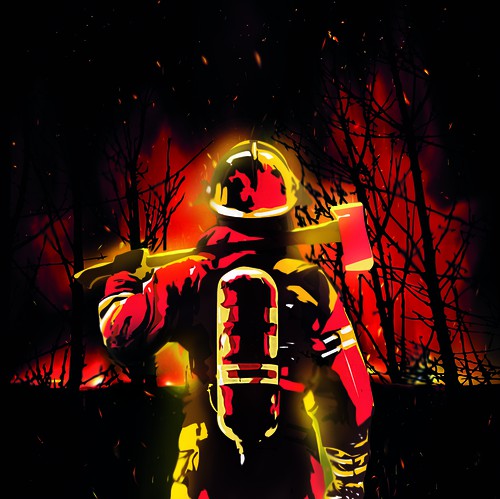 Fire design with the title 'Firefighter illustration '