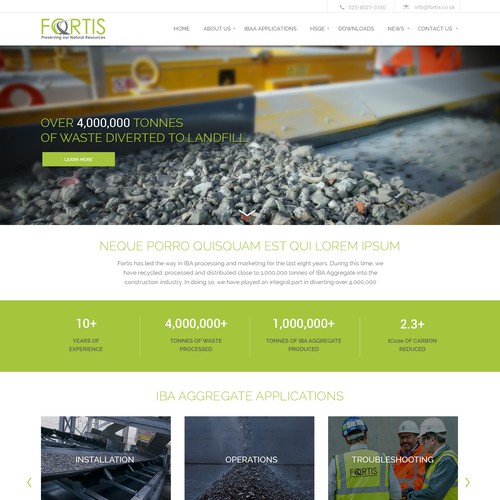 Recycling design with the title 'FORTIS Website Homepage Design'