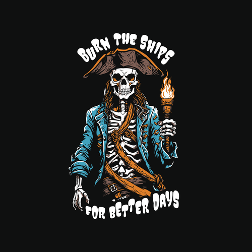 Torch design with the title 'Pirates Themed T-Shirt'