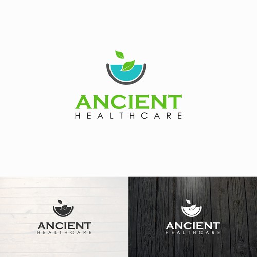 Herbal logo with the title 'Ancient Healthcare Logo'