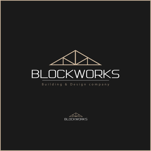 Block logo with the title 'Logo concept for design and building company'