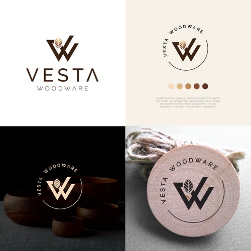 Woodworking design with the title 'Vesta Woodware logo design'