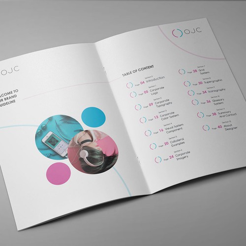 Style guide design with the title 'Brand Guide for Music/Sound'