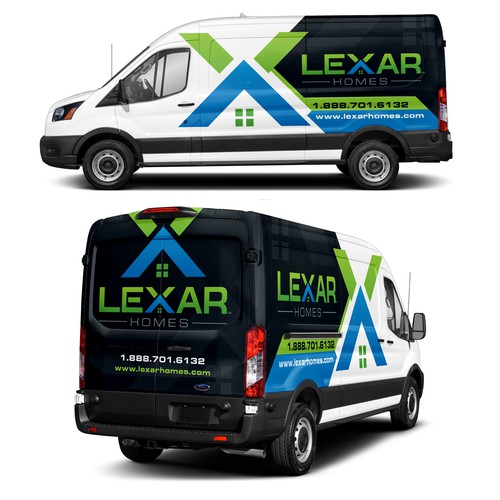 Vehicle graphic design with the title 'LEXAR Homes'