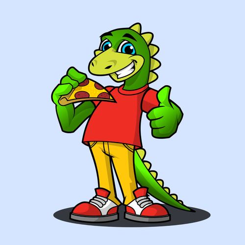 Thumbs up design with the title 'Dino Pizza'