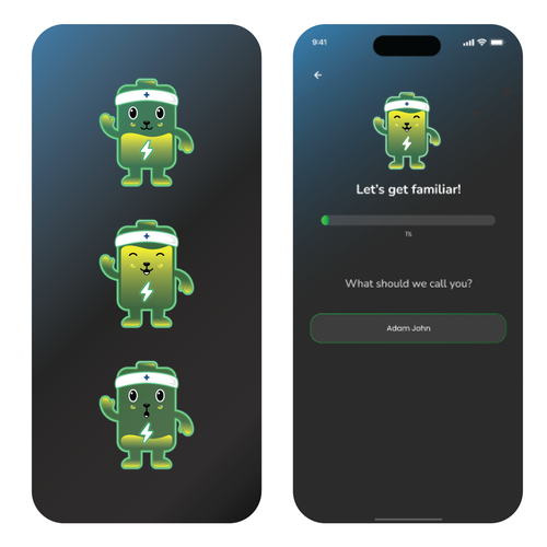 Battery design with the title 'Battery Character'