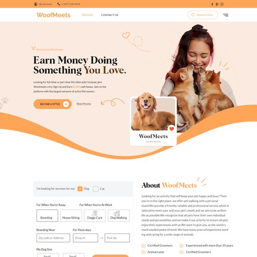 Clean website with the title 'Pet website design'