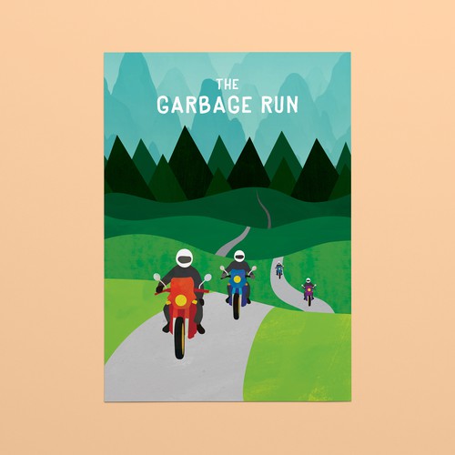 Quirky design with the title 'The Garbage Run'