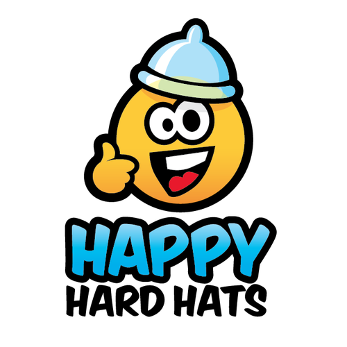 Condom design with the title 'Penis! We're starting a condom website and need a cool smiley face logo with a condom on his head'