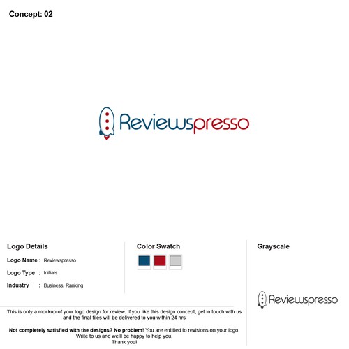 Review design with the title 'reviewspresso'