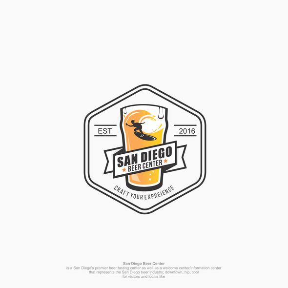 Surfer logo with the title 'Hip and Cool logo concept for Beer Center'