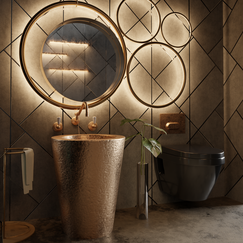 Bathroom design with the title '3d rendering for a posh bathroom'