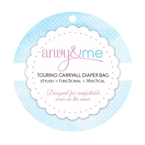 Watercolor label with the title 'Simple label for stylish diaper bag'