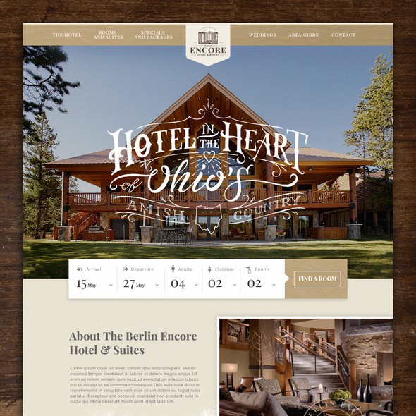 Hotel website with the title 'Berlin Encore Hotel & Suites'