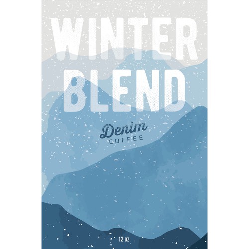 Blue label with the title 'Design for a Coffee Blend'