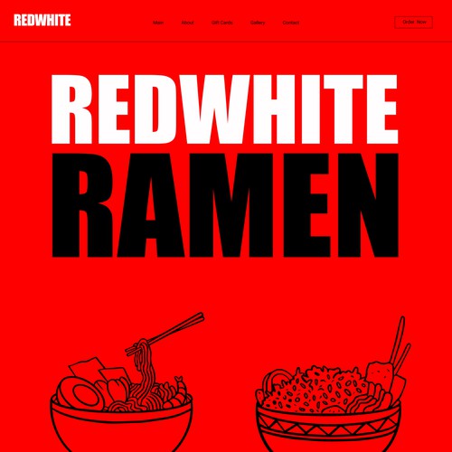 Jimdo design with the title 'Trendy website for RedWhite Ramen shop in Boston'